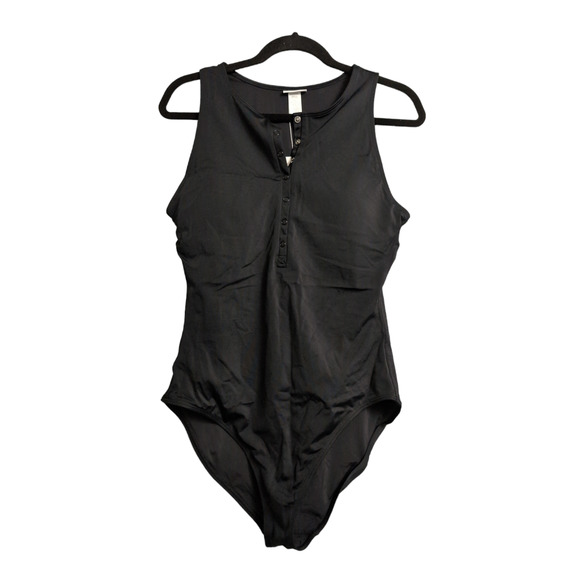 Andie Other - Andie Malibu One Piece Long Torso Black Snap Front LT New